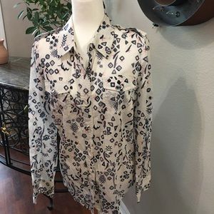 Tory Burch Cotton Geometric MultiColor Button Down